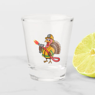 Fire trucks Firefighter Thanksgiving Turkey Shot Glass