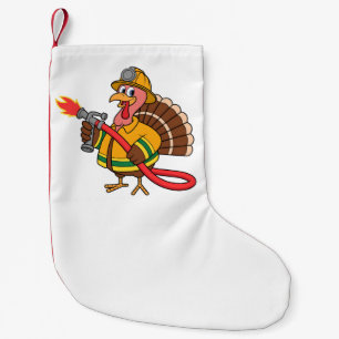 Fire trucks Firefighter Thanksgiving Turkey Small Christmas Stocking
