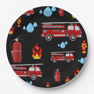 Fire Trucks Kids Party Boys Paper Napkins Plates