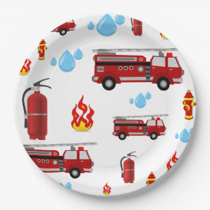 Fire Trucks Kids Party Boys Paper Napkins Plates