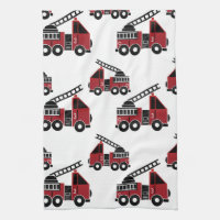 Fire trucks kitchen towel