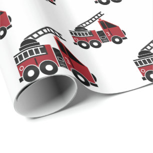 Fire trucks wrapping paper