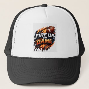 Fire Up the Game Football Hat Flame Football Sna