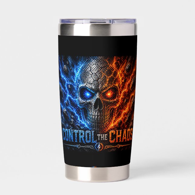 Fire vs Ice Skull 3D Shirt –  Insulated Tumbler (Front)