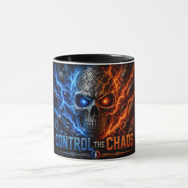 Fire vs Ice Skull 3D Shirt –  Mug (Center)