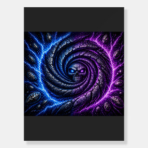 Fire vs Ice Skull Vortex Poster – Hypnotic Optical