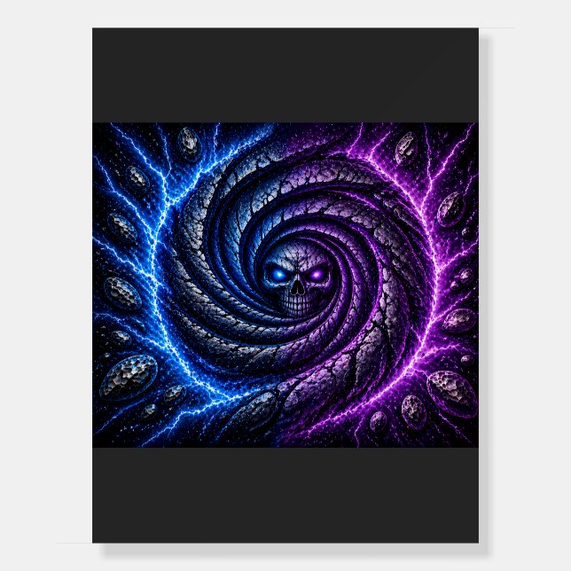 Fire vs Ice Skull Vortex Poster – Hypnotic Optical (Front)