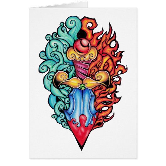 Fire & Water Dagger Tattoo Cards (Front)