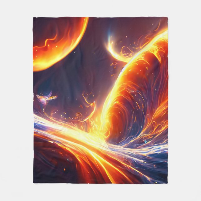 Fire Water Space Fleece Blanket (Front)