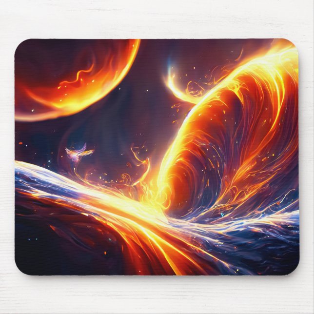 Fire Water Space Mouse Pad (Front)