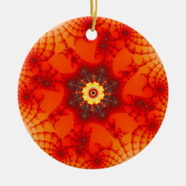 Fire Web - Fractal Art Ceramic Ornament (Front)