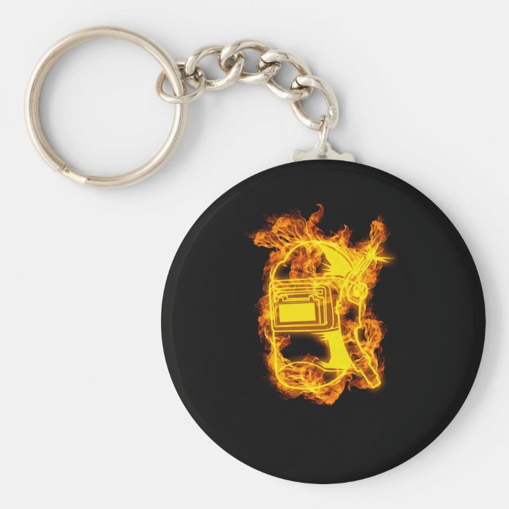 Fire Welding Welder Flames Welding Helmet Keychain Zazzle