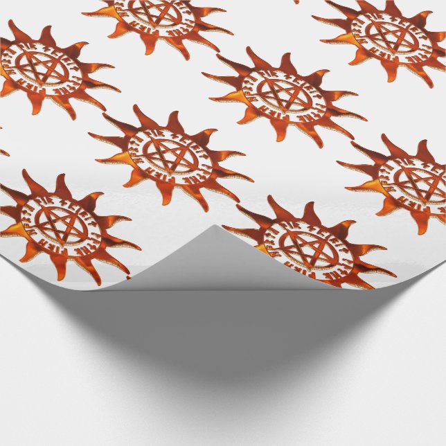Fire Wicca Sun & Pentacle Wrapping Paper (Corner)