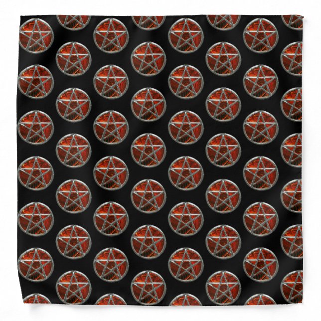Fire Wiccan Pentagram Pentacle Bandana (Front)