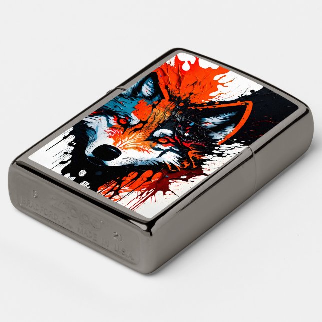 Fire Wolf Zippo Lighter (Angle)