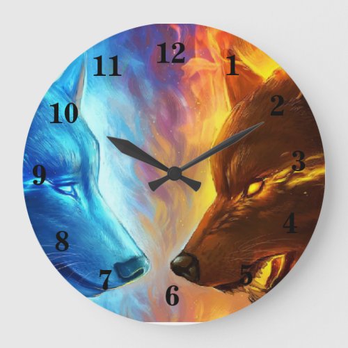 Fire Wolves Wall Clock