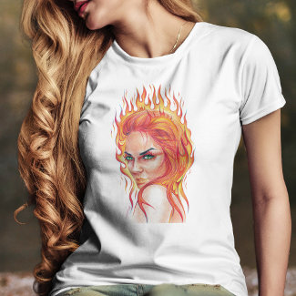 Fire Woman Surreal Fantasy Portrait drawing art