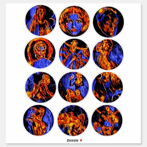 fire women pinup girls abstract art  sticker