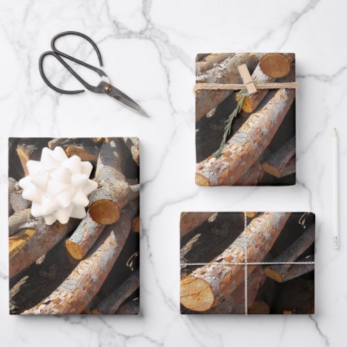 Fire Wood Fall Autumn Patterns Wrapping Paper Sheets