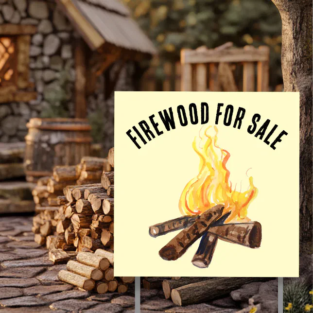 FIRE WOOD FOR SALE FIREWOOD CAMPFIRE CUSTOM SIGN | Zazzle