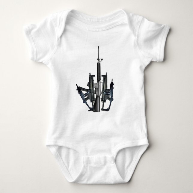 Firearm Middle Finger Baby Bodysuit (Front)