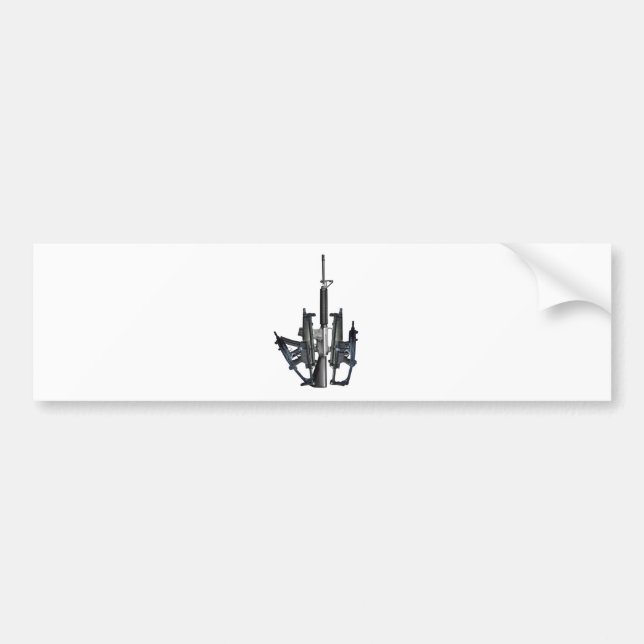 Firearm Middle Finger Bumper Sticker (Front)