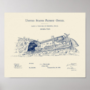 Firearm Mousetrap Design Patent - 1882 Poster