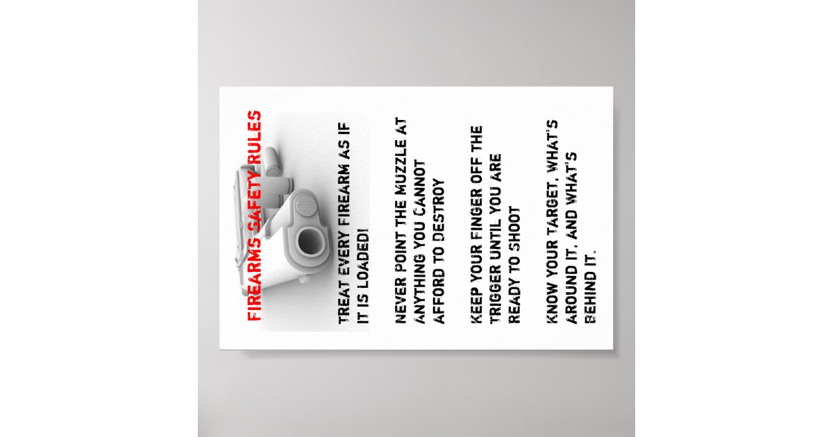 Firearm Safety Rules Poster Zazzle Com