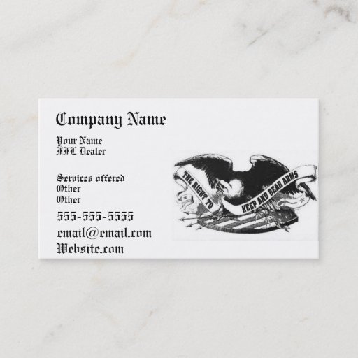 Customizable firearms business card