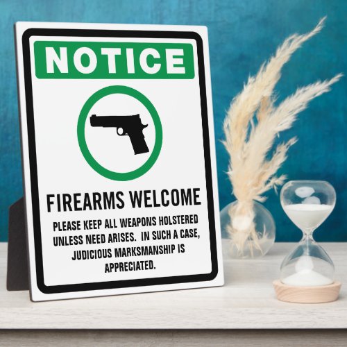 Firearms Welcome Plaque