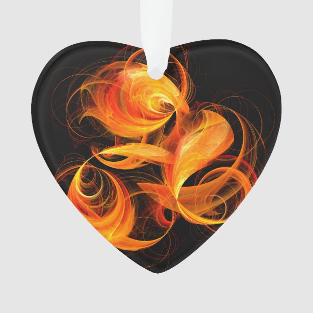 Fireball Abstract Art Acrylic Heart Ornament (Front)