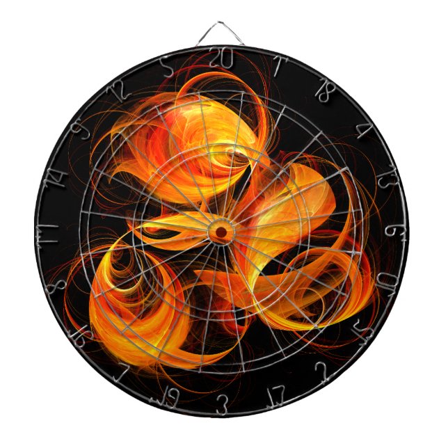 Fireball Abstract Art Dartboard With Darts (Front)