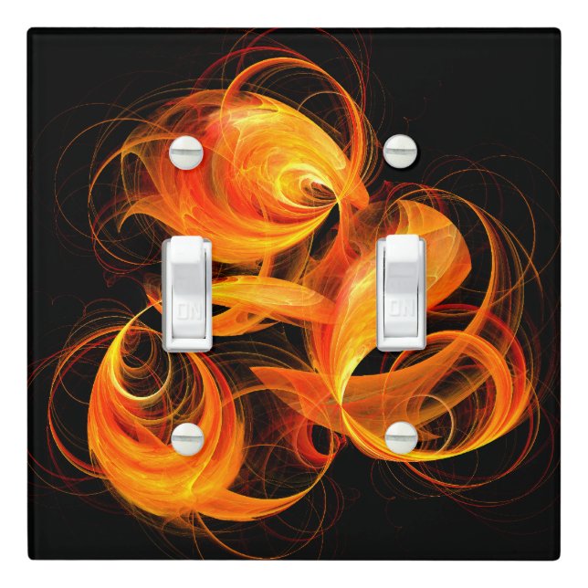 Fireball Abstract Art Double Toggle Light Switch Cover (In Situ)
