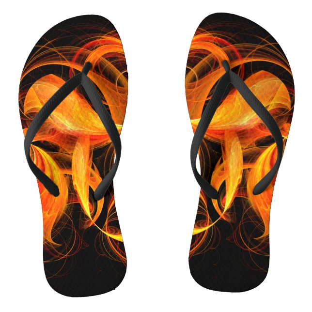 Fireball Abstract Art Flip Flops (Footbed)