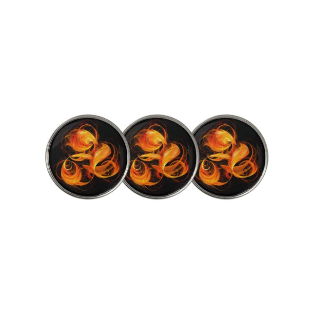 Fireball Abstract Art Golf Ball Marker (3 Up)