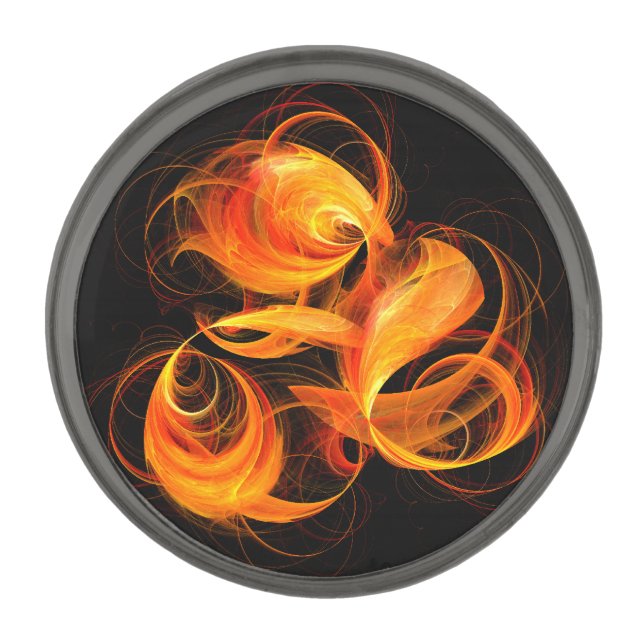 Fireball Abstract Art Gunmetal Finish Lapel Pin (Front)