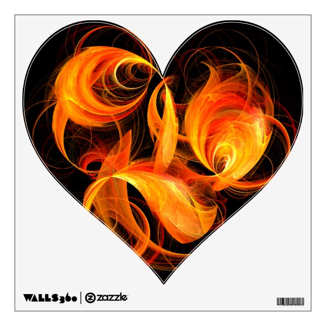 Fireball Abstract Art Heart Wall Sticker (Front)