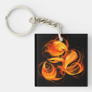 Fireball Abstract Art Keychain