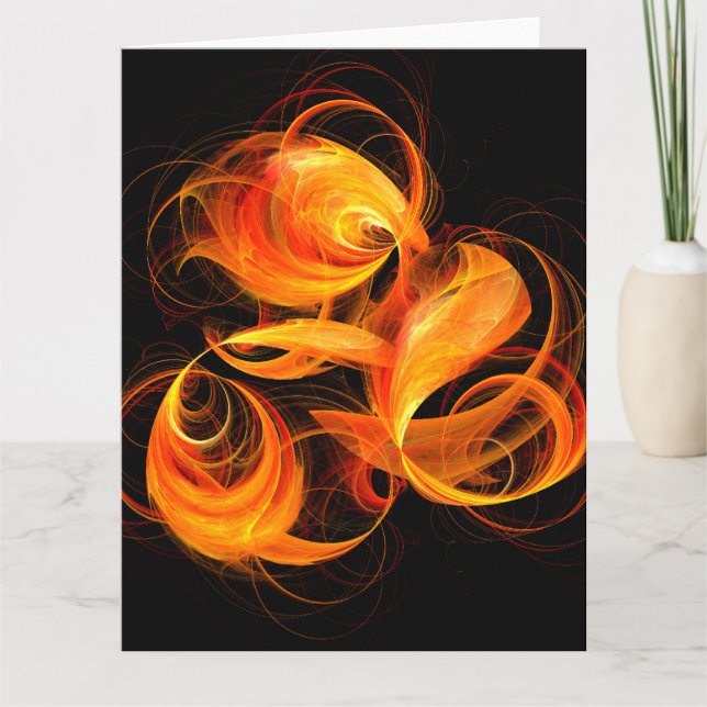 Fireball Abstract Art Letterpress Thank You Card (Front)