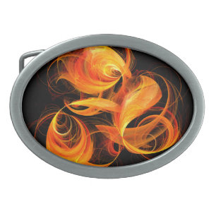 Fireball Abstract Art Oval Belt Buckle