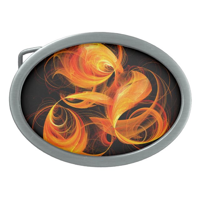 Fireball Abstract Art Oval Belt Buckle (Front)