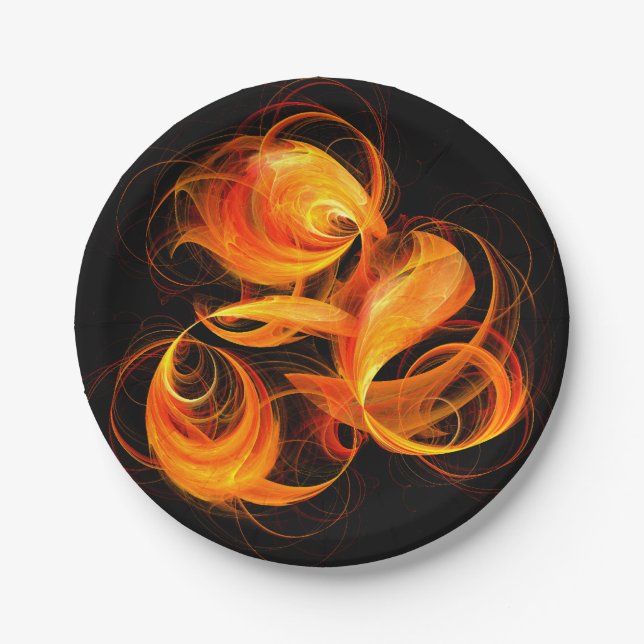 Fireball Abstract Art Paper Plates (Front)
