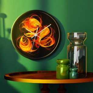 Fireball Abstract Art Round Large Clock