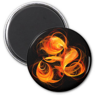 Fireball Abstract Art Round Magnet