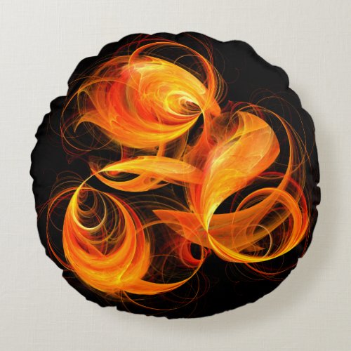 Fireball Abstract Art Round Pillow