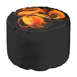 Fireball Abstract Art Round Pouf