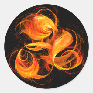 Fireball Abstract Art Round Sticker
