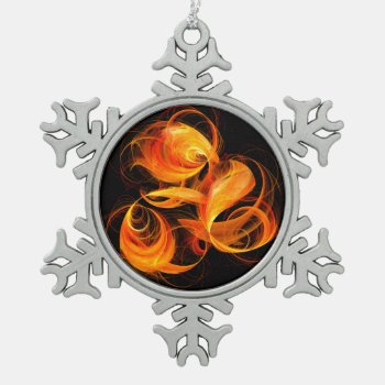 Fireball Abstract Art Snowflake Pewter Christmas Ornament by OniArts at Zazzle