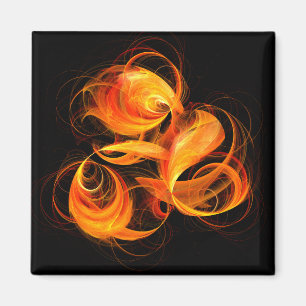 Fireball Abstract Art Square Magnet