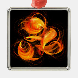 Fireball Abstract Art Square Metal Ornament